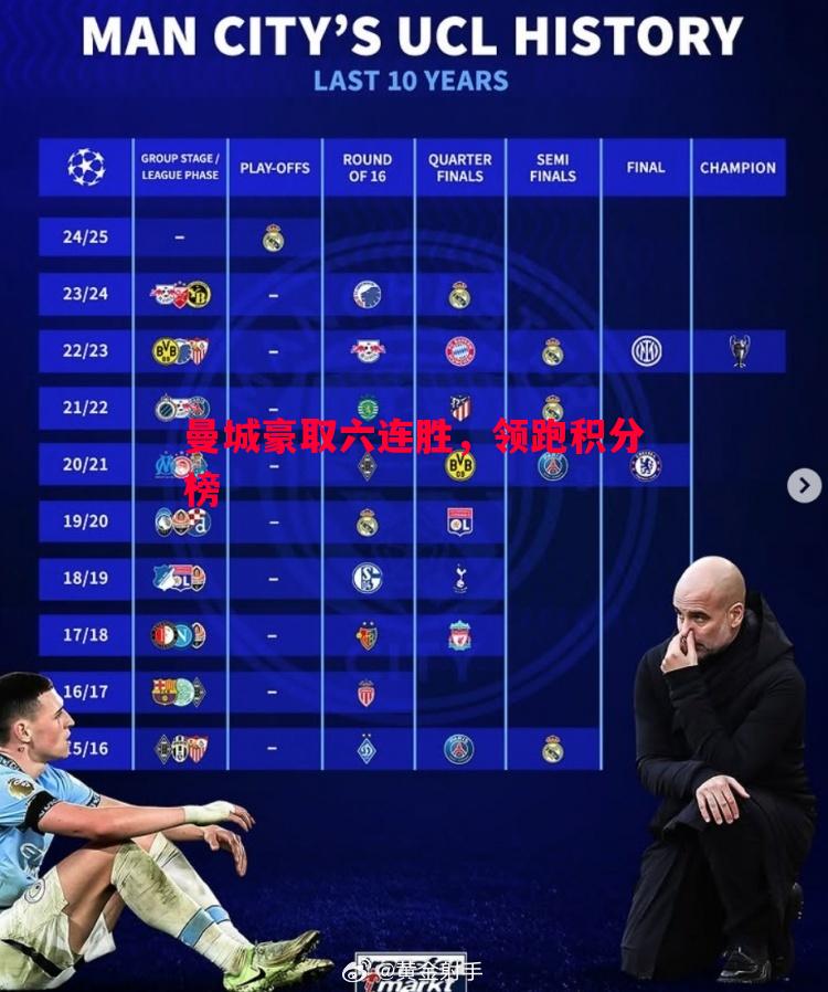 曼城豪取六连胜，领跑积分榜